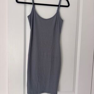 Blue ribbed mini dress